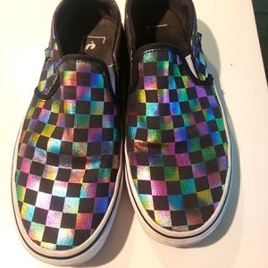 Women's Vans checked rainbow Slip On Sneaker SZ: 10 mens 8.5